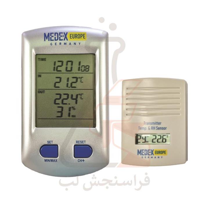 ترموهیدرومتر دیجیتال سنسوردار (داخل و خارج بی سیم) برند MEDEX EUROPE کد E 213 302